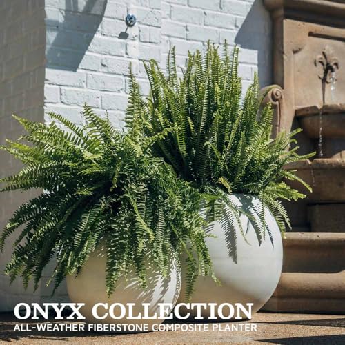 Ash & Ember 16" Round Sphere Satin Ivory Planter
