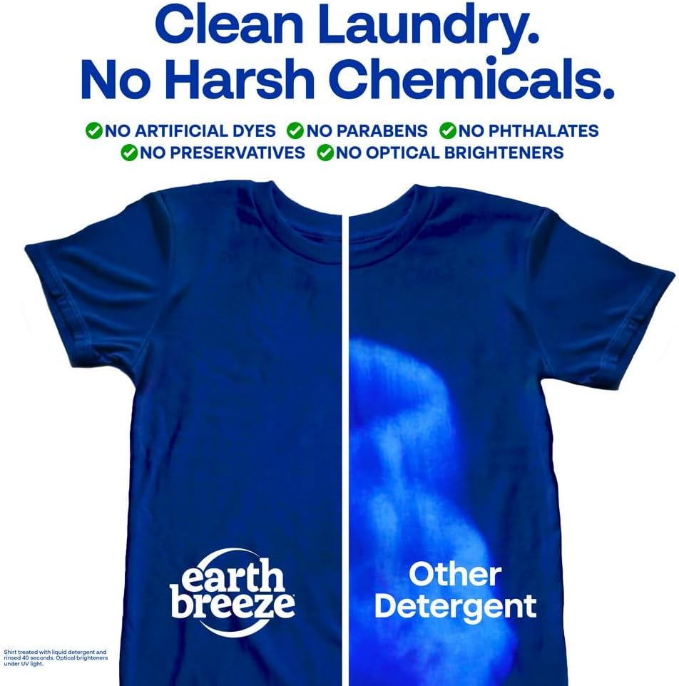 Earth Breeze Laundry Detergent Sheets Fragrance-Free - 60 Loads Eco Liquidless Soap - Travel-Friendly for Hot & Cold Cycles, Tackles Tough Stains & Odors - Gentle on Sensitive Skin, 30 Ct - HavenBliss Decor