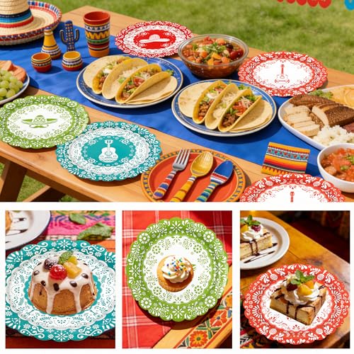 48PCS Fiesta Mexican Paper Plates (48 Count)