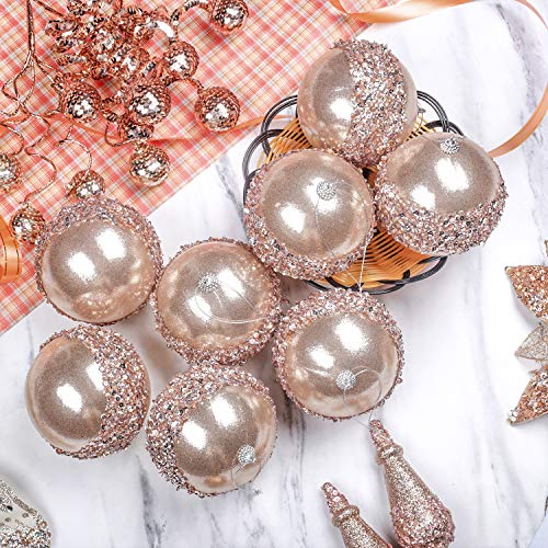 4pc Champagne Gold Christmas Ball Ornaments (4 Count)