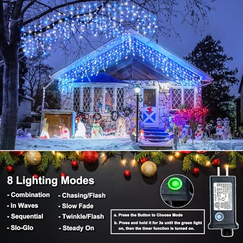 66FT 640 LED Icicle Lights for Outside