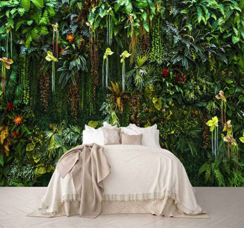 Green Wallpaper Banana Leaf Floral Mural