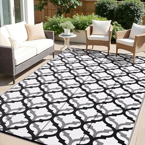 Outdoor Rug 6x9 ft Waterproof Reversible Braided Mat