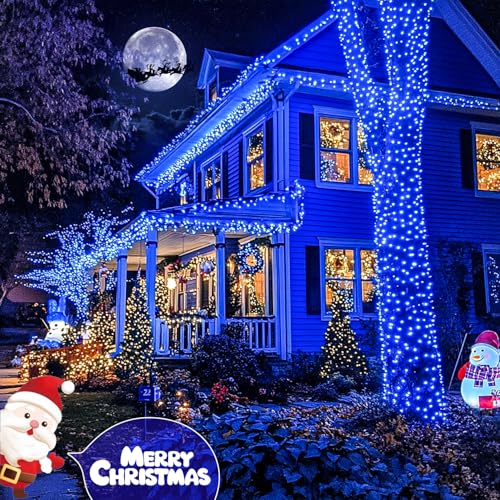66ft 200 LED Blue Christmas Lights Outdoor Plug in