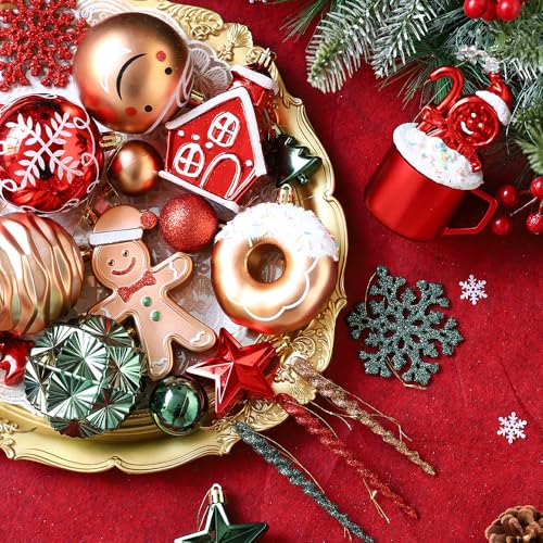 Gingerbread Man Christmas Tree Ball Ornaments Set (72 Count)