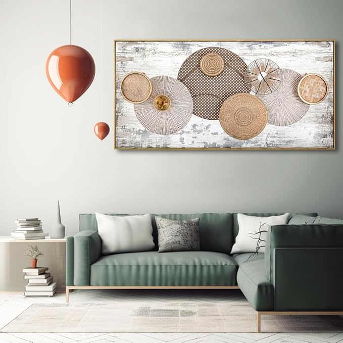 Wall Art Floral Rustic Wall Decor Yellow and White Canvas Painting Abstract Wall Art for Bedroom Living Room Dining Room Home Office Decor 30"x60" with Framed