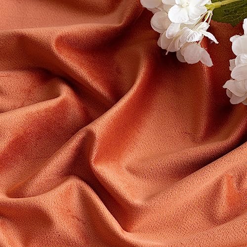 Fall Burnt Orange Velvet Blackout Curtains Pinch Pleat 52" Wx84 L
