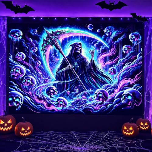 Blacklight Gothic Tapestry Neon Decor 78 x 59 Inch Uv Reactive