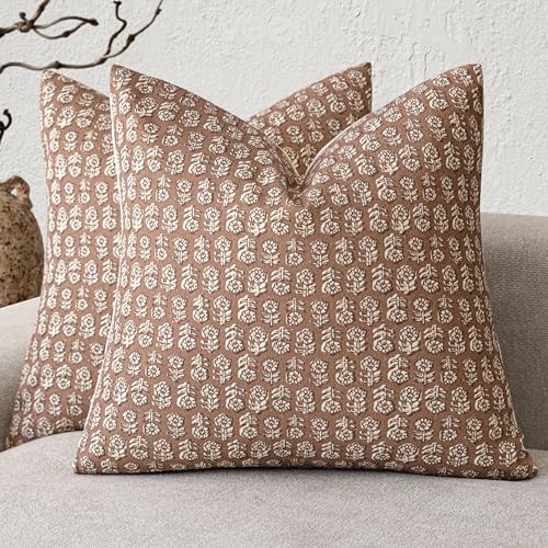 Floral Print Throw Pillow Covers 24×24 Inch (2 Count)