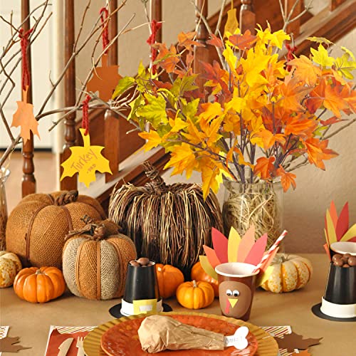 6Pcs Artificial Maple Leaves Branches Fake Fall Maple Shrubs for Thanksgiving Christmas Festival Garland Decoration (6 Count)