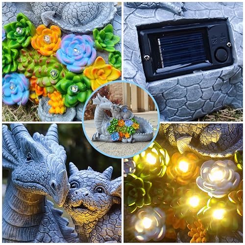 Solar Dragon Statue with LED Lights