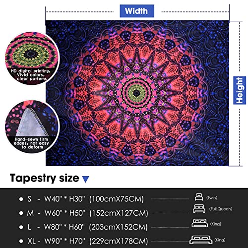 Blacklight Mandala Boho Tapestry Glow In The Dark