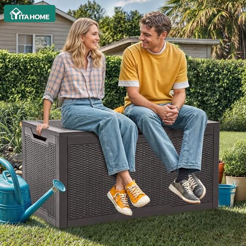 100 Gallon Large Resin Deck Box Outdoor Storage Boxes for Patio