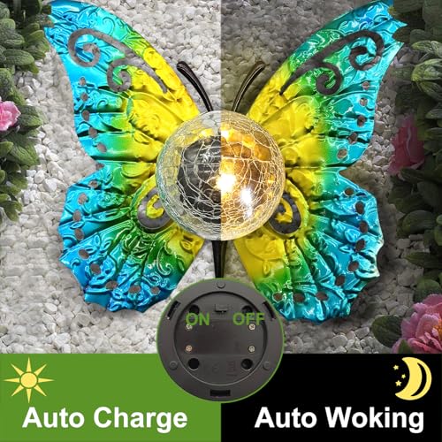 Solar Lights Outdoor Garden Metal Butterfly Decoration