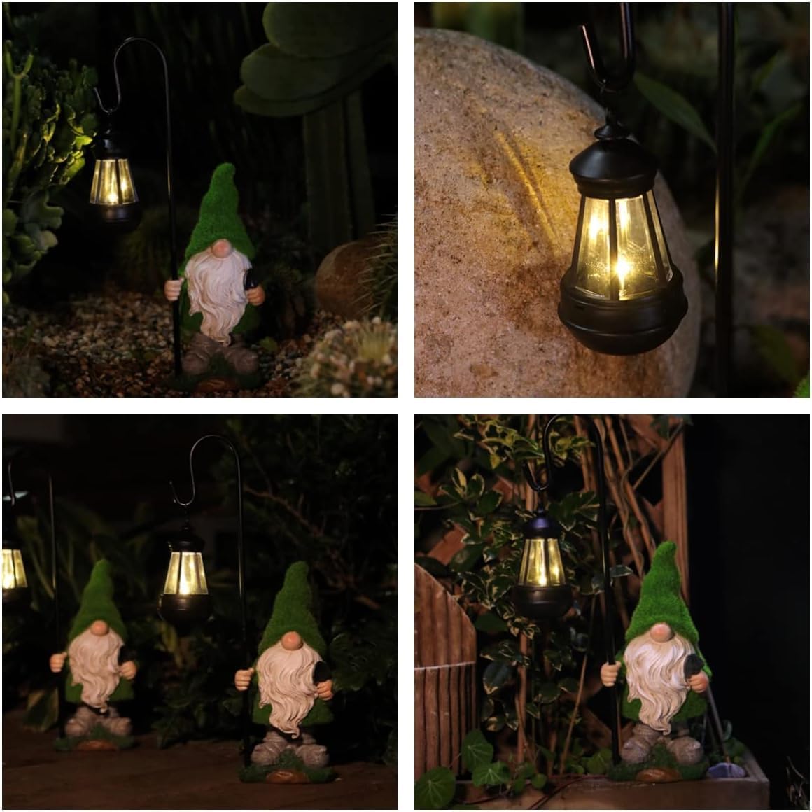 Flocked Solar Garden Gnomes Outdoor Statues 15.8”Outdoor Garden Decor LED Outdoor Decor Light Unique Housewarming Gifts Yard Art Sculptures for Patio Lawn Ornaments - HavenBliss Decor