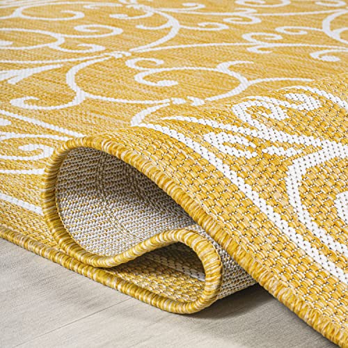 Vintage Filigree Indoor Outdoor Area Rug 3X5 Yellow