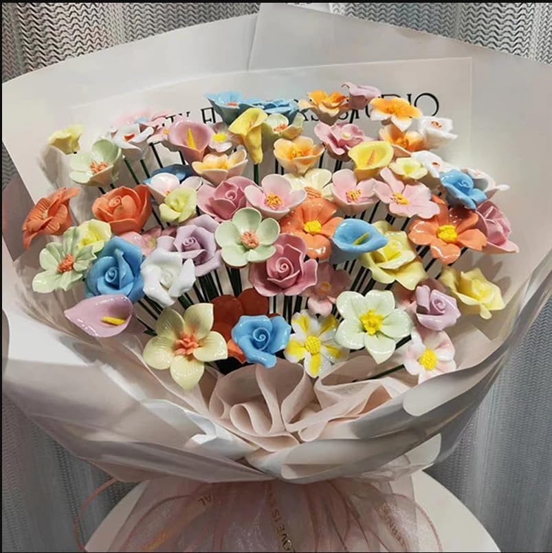 10 PCS 3D Flower Ceramics Mosaic Tiles (8 Ounce)