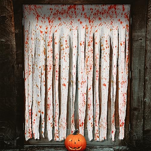85" x 60" 2pcs Halloween Door Curtain Decoration with Bloody Hand Prints