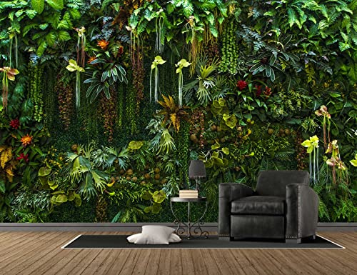 Green Wallpaper Banana Leaf Floral Mural