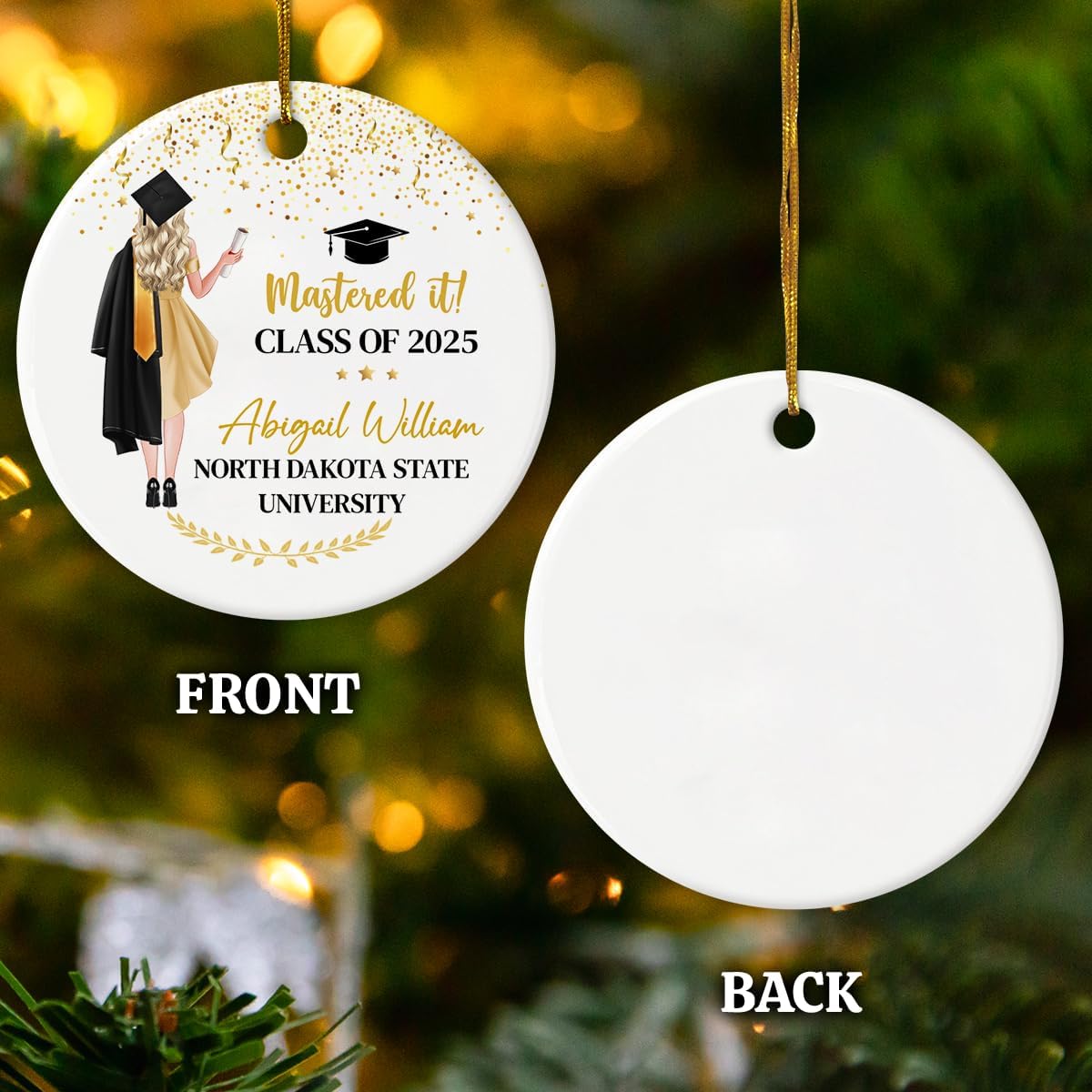 Personalized Graduation Ornament Class of 2024 Graduate Christmas Ceramic Ornaments Graduation Keepsake Gifts Xmas Tree Decorations