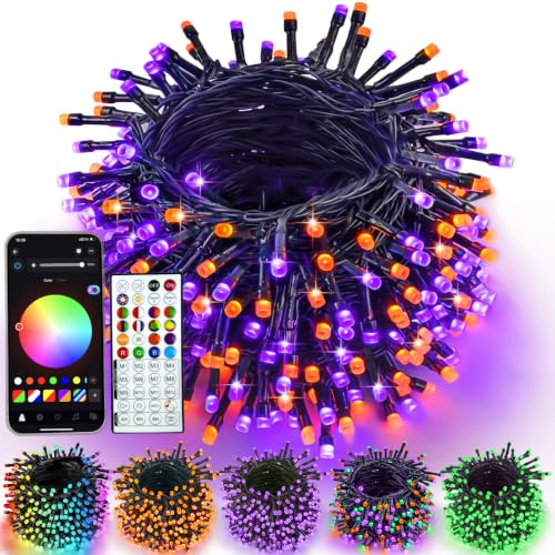 Smart Color Changing Halloween Lights 99FT 300 LED Orange Purple App Remote