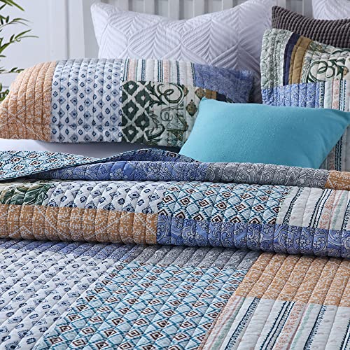 Cotton Bedspread Bohemian Blue Bedding Quilt