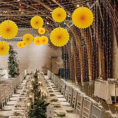 Morange Party Decorations 16in Morange Hanging Paper Fans Set 6pcs (30 Count)