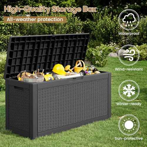 75 Gallon Outdoor Storage Box Waterproof Deck Box for Patio