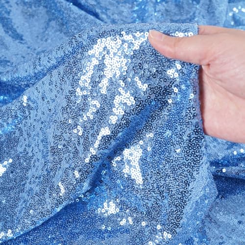 Sequin Tablecloth 90x132 Inch Baby Blue for Wedding Party