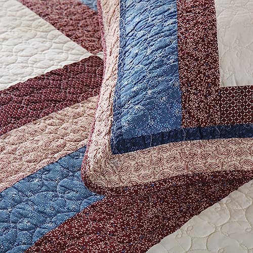 Cotton Bedding Quilt Sets 3 Pieces Reversible Coverlet Sets All Season Boys Real Patchwork Bedspread (3 Count)