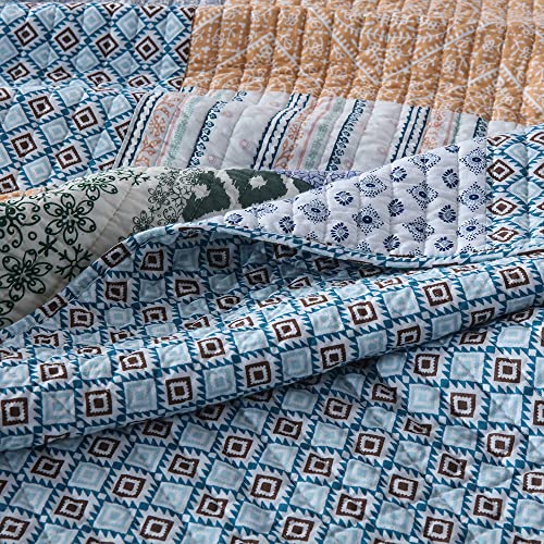 Cotton Bedspread Bohemian Blue Bedding Quilt