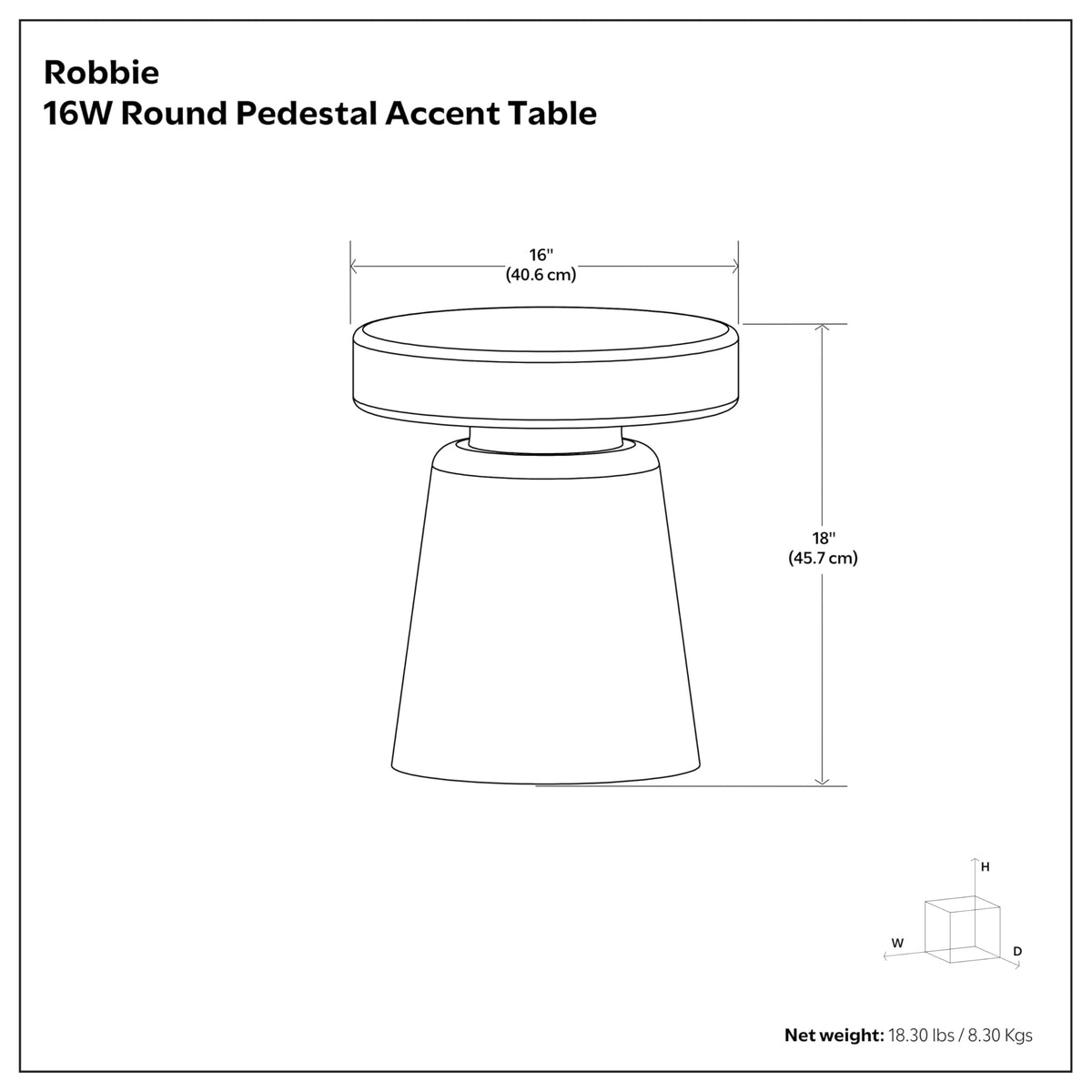 Robbie 16" Wide Solid Wood Round End Table in White Wash