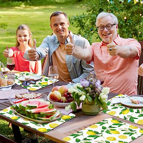 Lemon Placemats Set of 6 Summer Plastic Table Mat 17×13×0.04in (6 Count)
