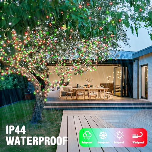 163ft 500 LED Red White and Green Christmas Lights with 8 Modes (163 Foot)