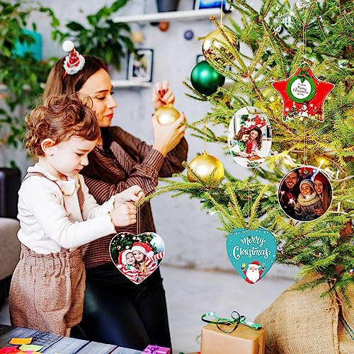 Personalized Christmas Ornaments 2025 Ceramic Custom Picture Text Hanging Ornament Customized Christmas Tree Decorations Keepsake Gift for Family Couples Xmas Tree Home Decor