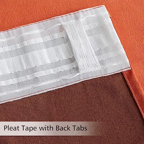 Fall Burnt Orange Velvet Blackout Curtains Pinch Pleat 52" Wx96 L
