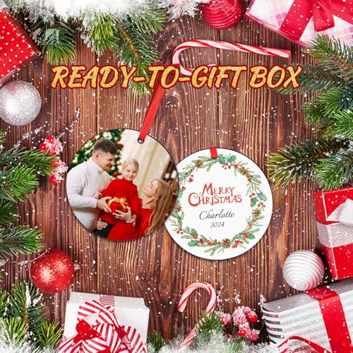 Personalized Christmas Ornaments 2025 Wood Custom Photo Picture Text Christmas Ornament Personalized Ornament Christmas Xmas Tree Decorations for Kids Couples Family Friends