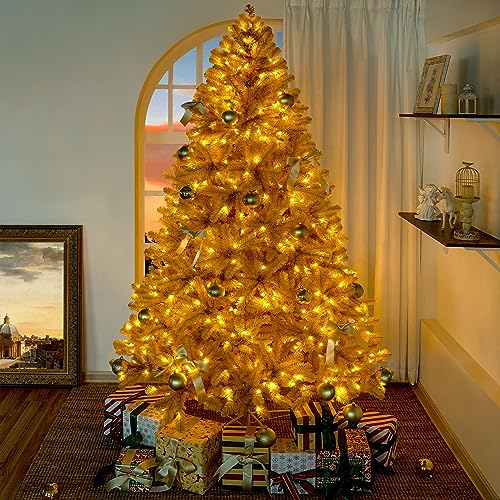 7.5ft Gold Christmas Tree with Lights