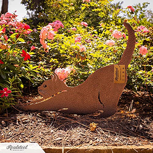 I 3 Pack Steel Cat Garden Decor I Outdoor Yard Decorations I Gift for Cat Lovers I Lawn Ornaments and Statues I Garden Signs Decorative Outdoor (3 Count)