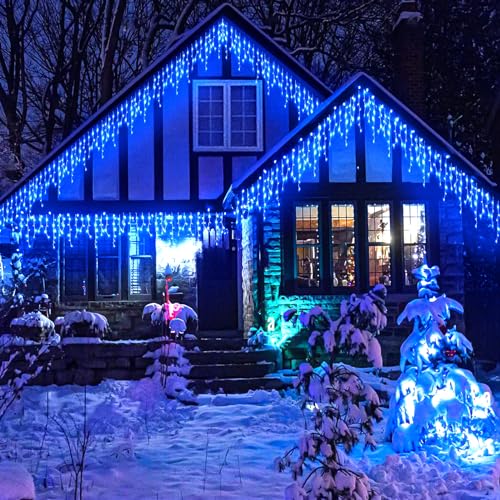 Blue Christmas Lights Outdoor 66ft 640LED Icicle Lights for Outside House