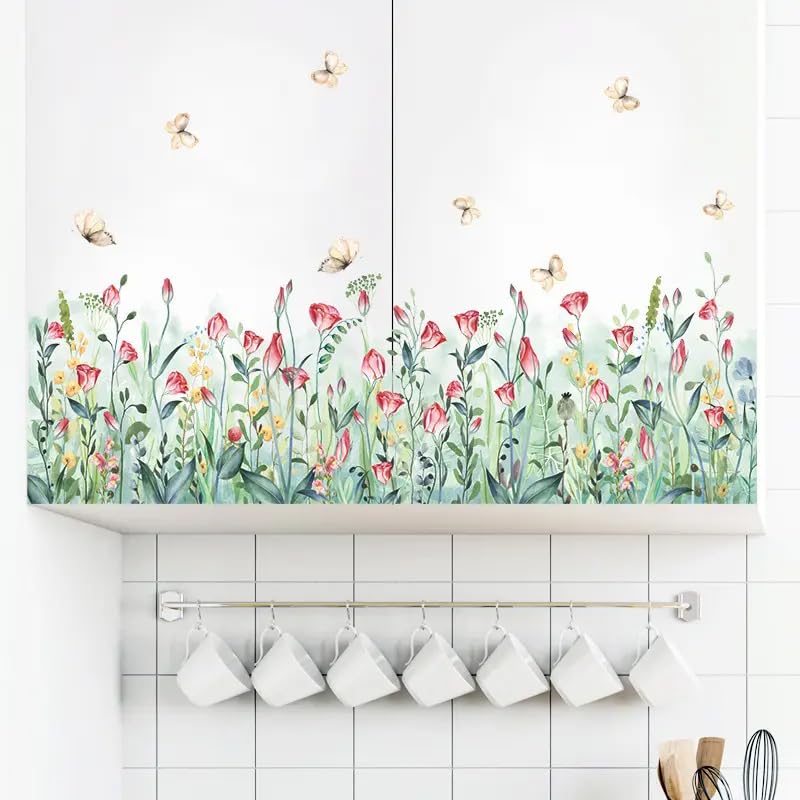 Set of 28x20 Inch Size Hello Spring Summer Window Cling Sticker Tulip (93 Count)