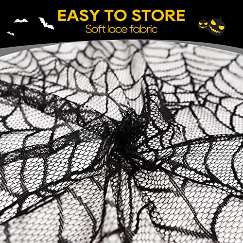 Black Lace Spider Web Halloween Tablecloth Rectangle 60x84 Inch