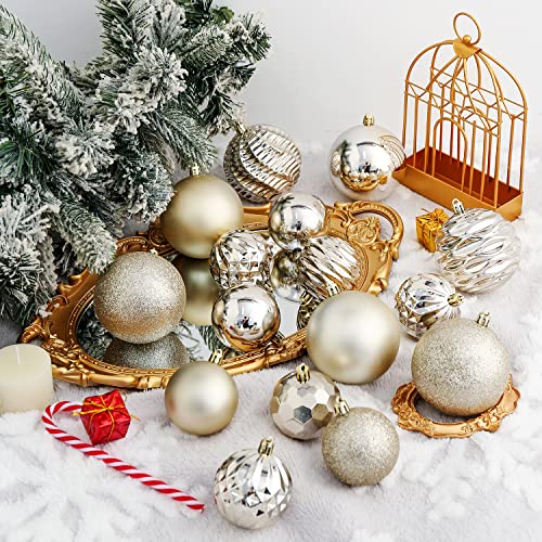 24ct Christmas Ball Ornaments Shatterproof Xmas Tree Hanging Balls Decorations Perfect for Holiday Wedding Christmas Decor (24 Count)