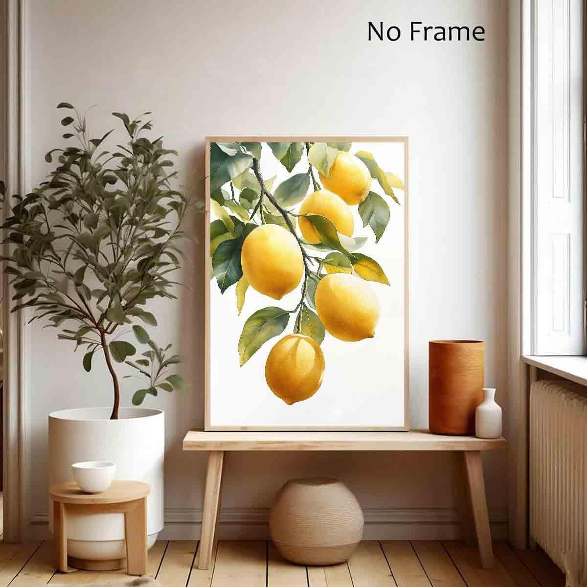 Lemon Tree Canvas Wall Art Vintage Lemons Painting Lemon Branch Wall Art Rustic Fruit Pictures Fruit Market Print Vintage Citrus picture Still Life Painting Living Room Decor 16x24inch No Frame