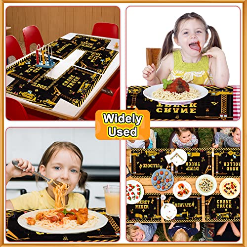 Construction Plastic Placemats Set of 6 Toddler Table mats 17×13×0.04in (6 Count)