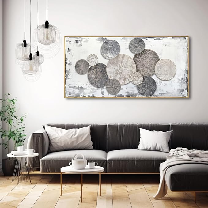 Wall Art Floral Rustic Wall Decor Brown and Grey Canvas Painting Abstract Wall Art for Bedroom Living Room Dining Room Home Office Decor 24"x48" with Framed