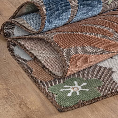 Outdoor Rug 6x9 Modern Floral Tropical Area Rugs for Outdoor and Indoor Patio Easy to Clean Non Shedding Living Room Porch Garden Washable Outside Carpet (58.5 Sq Ft)