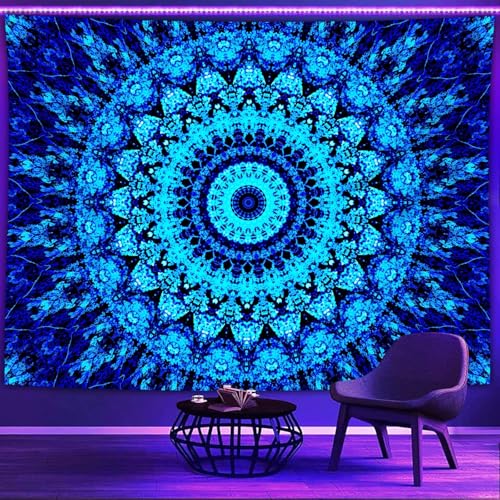 Blacklight Mandala Tapestry for Bedroom