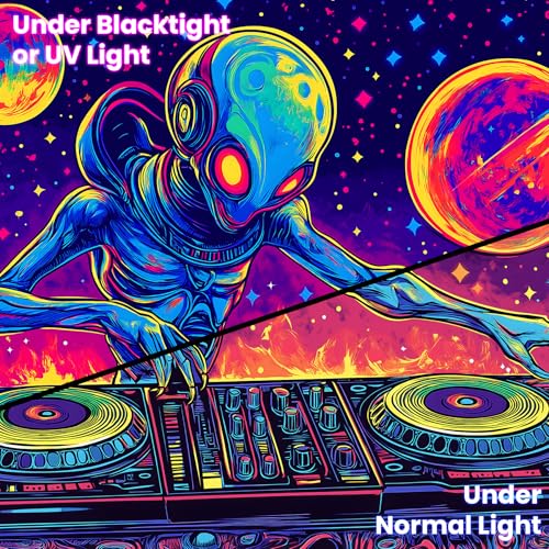 Blacklight Space Astronaut Tapestry UV Reactive Galaxy Planet Glow in Dark Tapestries Black Light Poster Neon Wall Hanging Art for bedroom Living Room