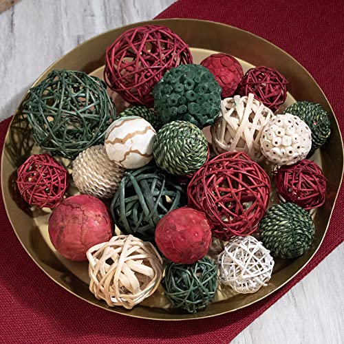 Holiday Red White & Green Decorative Vase & Bowl Filler Bag with Orbs